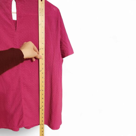Lane Bryant Flutter-Sleeve Smock Detail Top, Fuchsia Pink, Woman 16, 100% Cotton - Picture 9 of 12